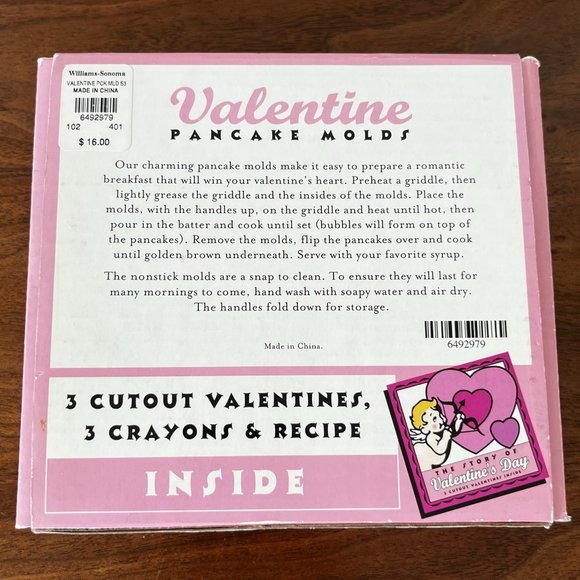 Williams-Sonoma Valentine Pancake Molds Set of 3 | Hearts Cupid Valentine's Day - Picture 6 of 7